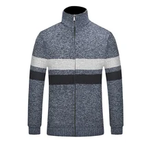 Autumn Thick Cardigan Men Fashion Brand Winter Sweaters Male Striped Stand Warm Collar Coat Homme Sweaters Casual Slim Windproof