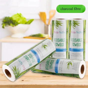 

25PCS Reusable Fiber Towels Fiber Kitchen Cleaning Cloth Paper Towel Roll Washable Dish Cloths Clean Washing Towel 28*30CM