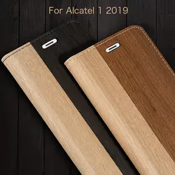 Чехол-бумажник из искусственной кожи для телефона Alcatel 1 2019, флип-чехол для Alcatel 1 2019, чехол для бизнеса, мягкий силиконовый чехол из ТПУ