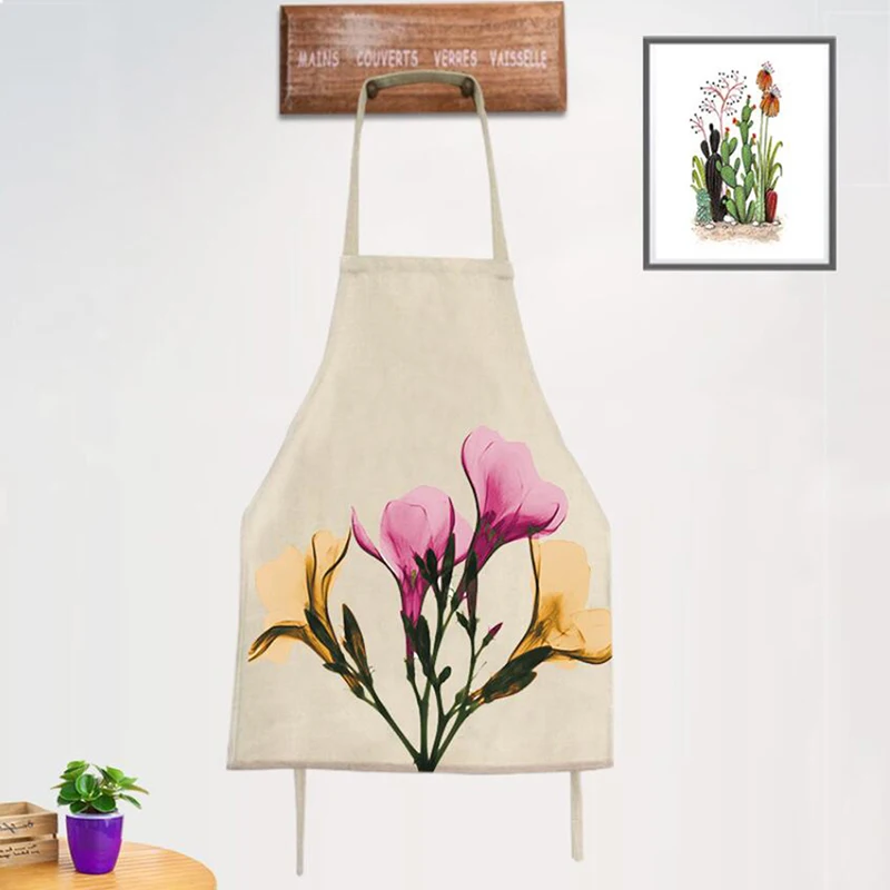 Adult Print Pattern Apron Bibs Home Cooking Baking Shop Cleaning Apron Kitchen Accessory
