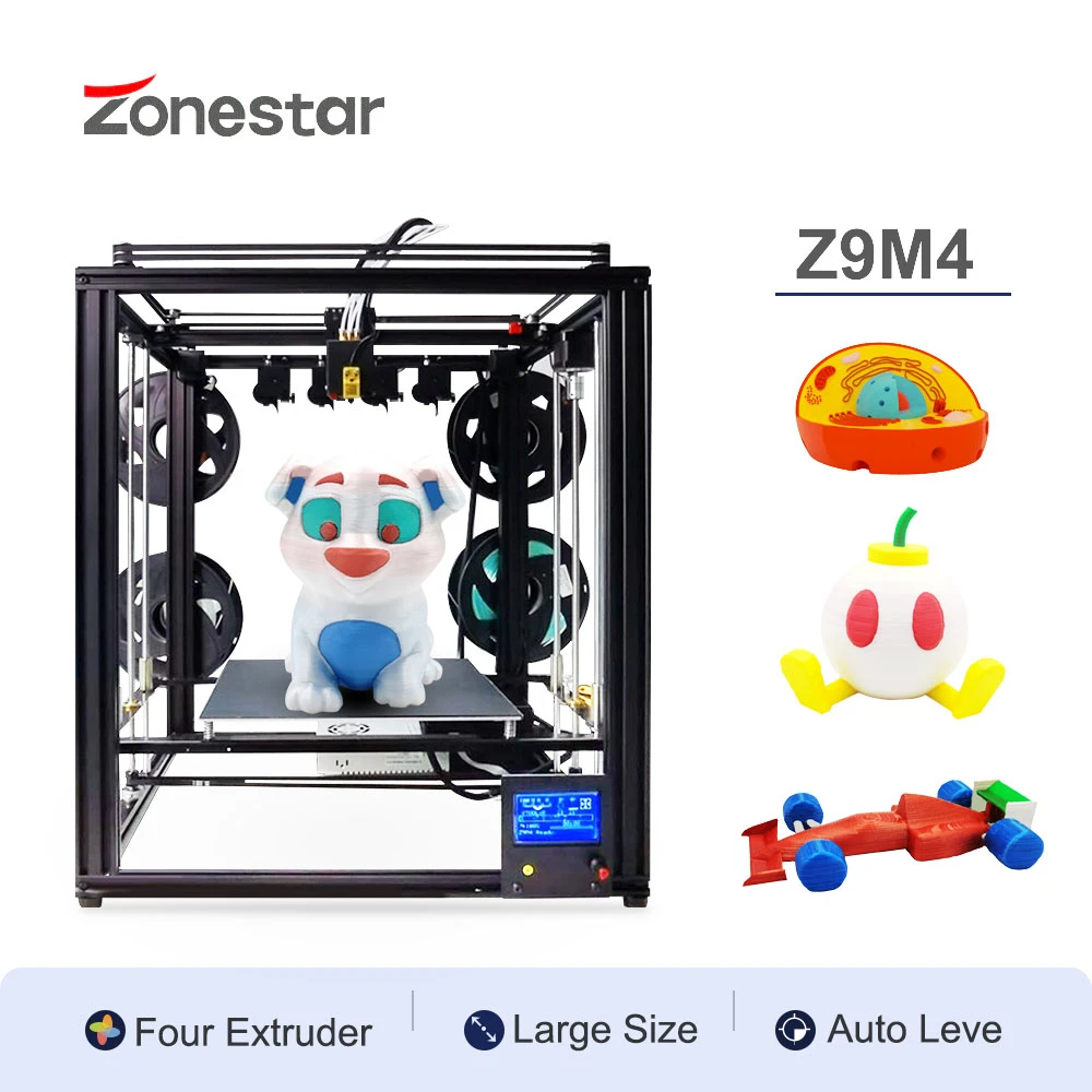 ZONESTAR Z9M4 Новые 4 экструдера многоцветный большой размер смешивания цвет в 1 рама