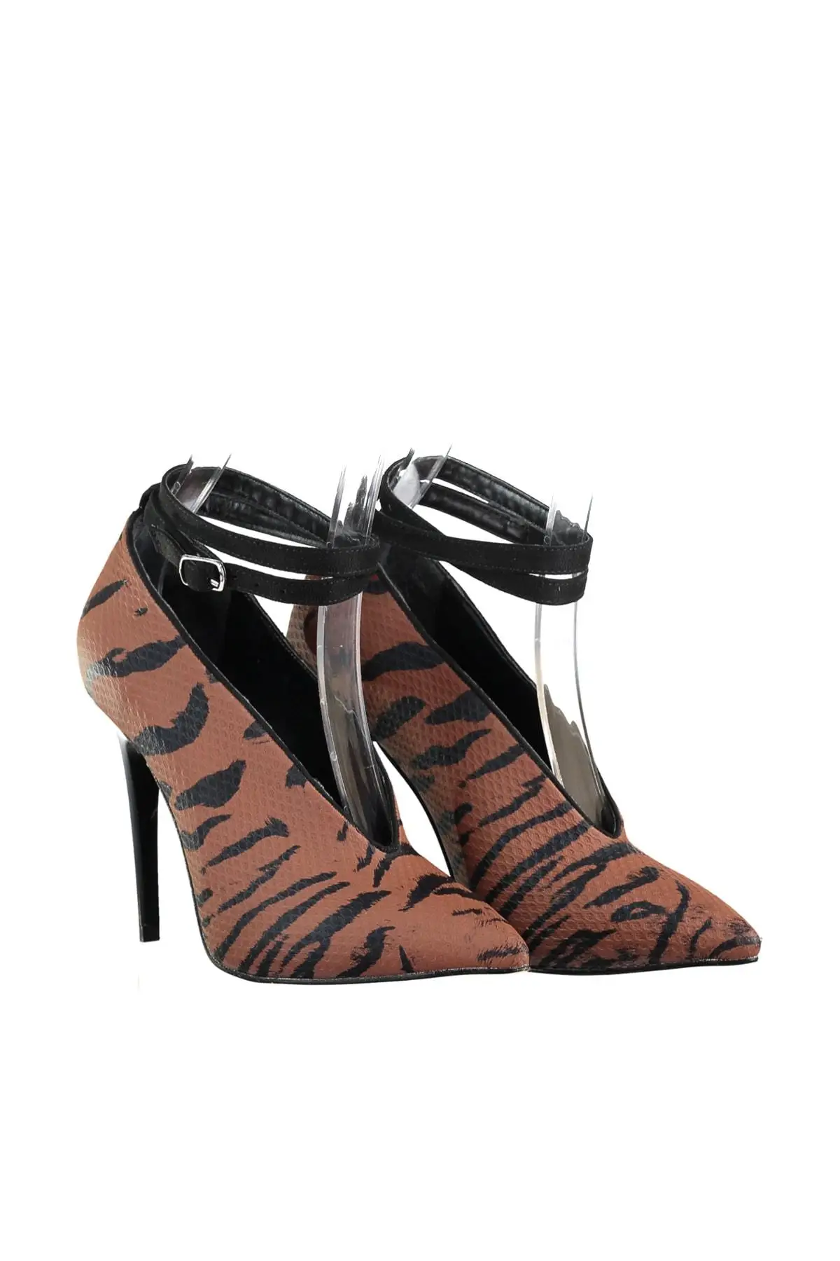 Trendyol/коричневые женские туфли на высоком каблуке с рисунком зебры TAKAW20TO0020