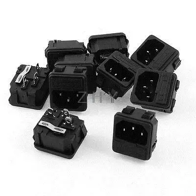 

10 PCS AC 250V 10A Clamping Type IEC 320 C14 Power Socket w Fuse Holder