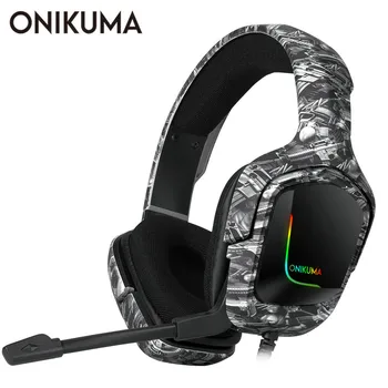 

ONIKUMA K20 PS4 Headset Gaming Headphone with Microphone LED Light Surround Sound Bass PC Gamer Headphone for New Xbox One Phone