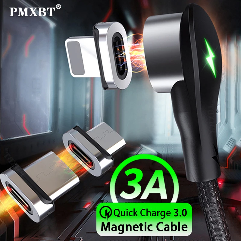 Купить 90 градусов налокотник Магнитный Micro USB Type C кабель для iphone 11 Pro X Samsung S10 S9 Xiaomi магнит | Кабели для мобильных телефонов (4001139726454)