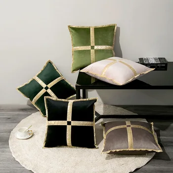 

45x45cm Golden ribbon Sofa Pillowcase Pink Cushion Cover Throw Pillow Case Home Sofa Bed Chair Decoration 17.72x 17.72inch