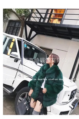 blackish green Женское короткое меховое зимнее пальто из искусственного меха размера плюс, стоячий воротник, длинный рукав, шуба из искусственного лисьего меха, весенние модные вечерние пальто - Цвет: blackish green