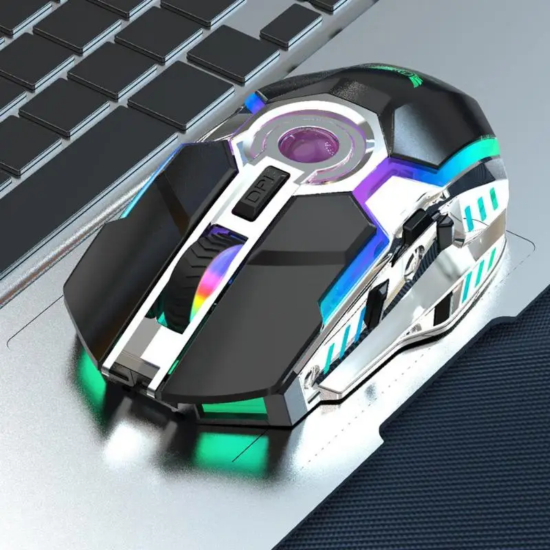 ZERODATE T30 Mechanical Wireless 2.4G 7 Button 2400DPI Mouse w/USB Receiver RGB streaming effect FOR game and office
