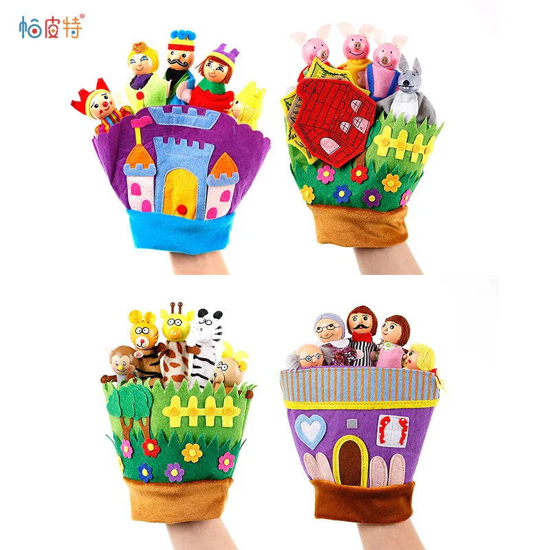 

New Style Parent And Child Early Learning Toy Fingers Gloves Forest Animal Fairy Tale Kingdom Prince And Princess Hand Puppet a