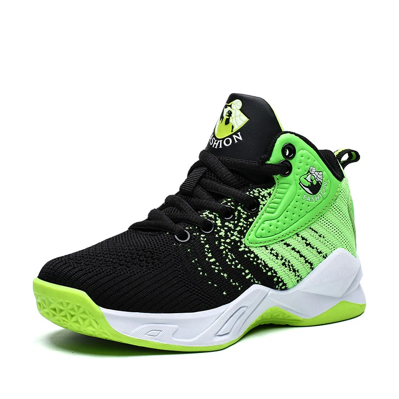 Детская Баскетбольная обувь; 1 Обувь для мальчиков; Детские кроссовки в стиле ретро; баскетбольная спортивная обувь для детей 11; спортивная обувь - Цвет: Зеленый