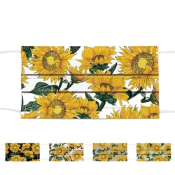 Disposable Sunflower Flower Print Face Shield Mask Soft Comfortable 3 layer Protection Fashion Women Mascarillas Ninos Dust Mask