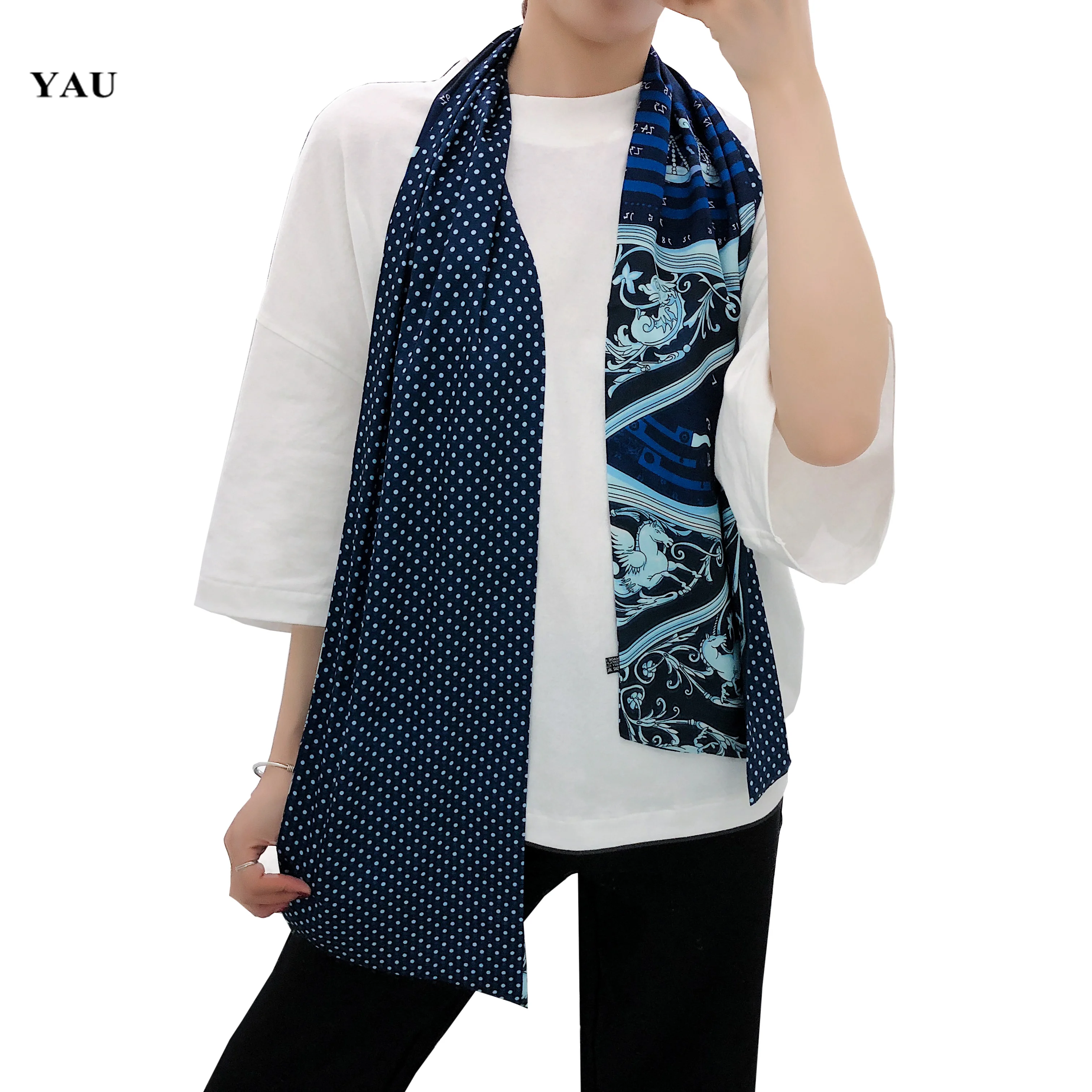 

160cm*20cm Luxury Brand Horse Stripe Long Scarf Women Double-sided Silk Scarves Ladies Head Scarf Handkerchief Women Tie