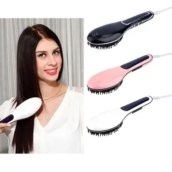 

US Plug Fashion Design Hot Electric Hair Comb Detangling Straightener Comb Auto Hair Brush Massager Tool For Dating Occasion