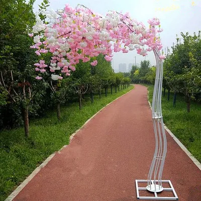 2,6 м высоко/Белый Искусственный Вишневое Дерево дорога свинец моделирование изогнутый цветок, с железной арочной рамкой, свадебные реквизиты - Цвет: color 10