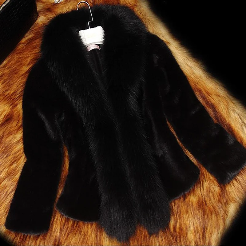 

Women Large Sizes Faux Fur Mink Coats White Black New Vintage Thick Warm Jacket Luxury Elegance Short Femme Outerwear