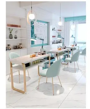 

Wood color Japanese nail table European nail table single and double economical simple makeup nail table and chair set