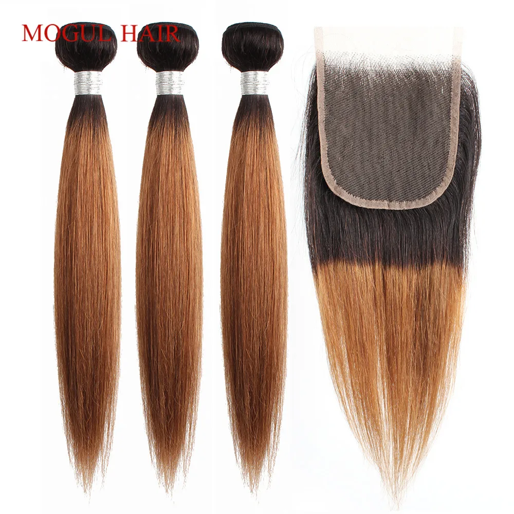 MOGUL HAIR T 1B 30 пучки волос от светлого до темного цвета с закрытием Омбре Auburn коричневые перуанские прямые волосы 3/4 пучок не Реми человеческие волосы для наращивания