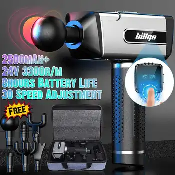 

4000r/min Therapy Massage Gun 3 Gears Muscle Massager Pain Sport Massage Machine Relax Body Slimming Relief 6 Heads Digital