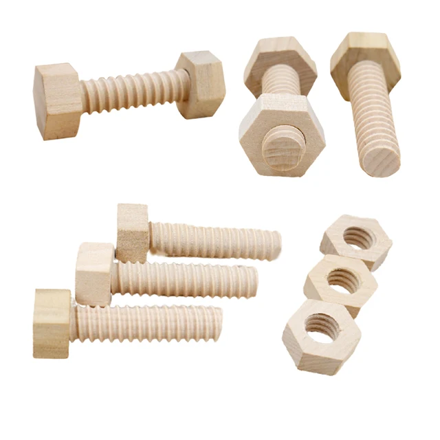 Wooden Screw Nut Assembling Educational Toy Early Education Wood Montessori Hands-On Shape MatchingTeaching Aids For Children 1