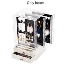 Акриловая коробка для сережек, коробка для хранения украшений, прозрачная пластиковая подставка для хранения ювелирных изделий