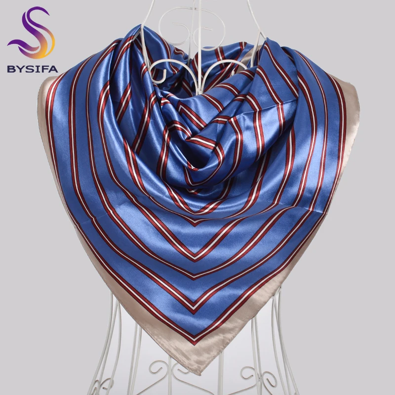 Женский шёлковый шарф BYSIFA черный квадратный с цепочкой 90x90 см весна осень|Женские