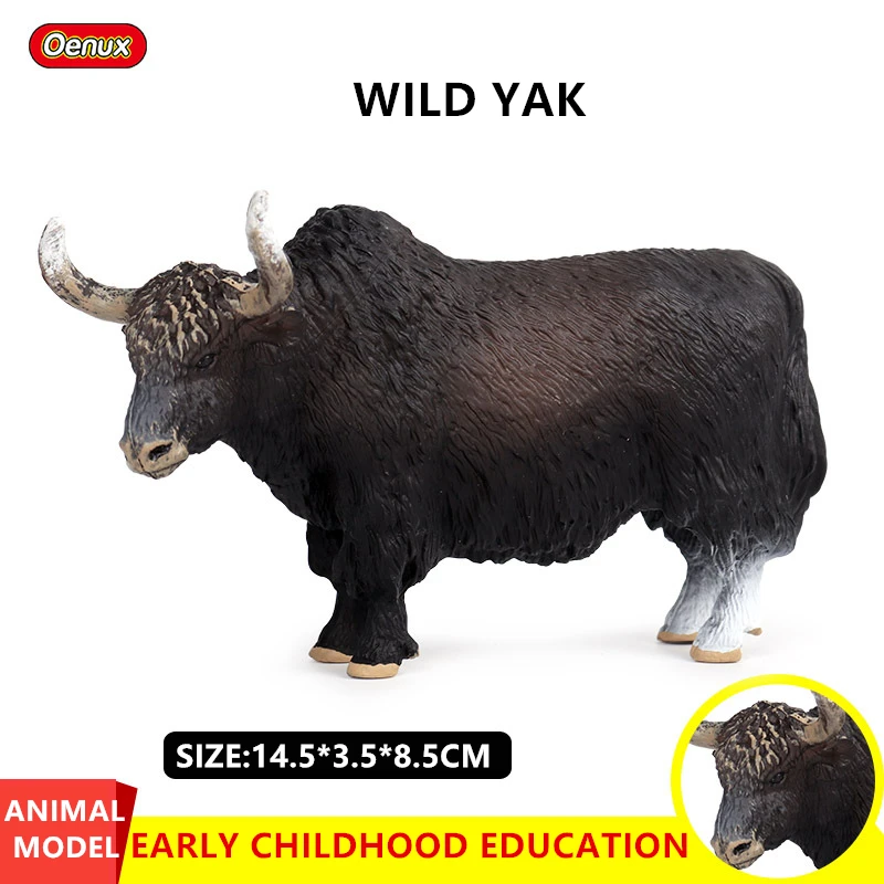 Children's Wild animal model New black yak Tibetan cattle model toy collection gift Toy model