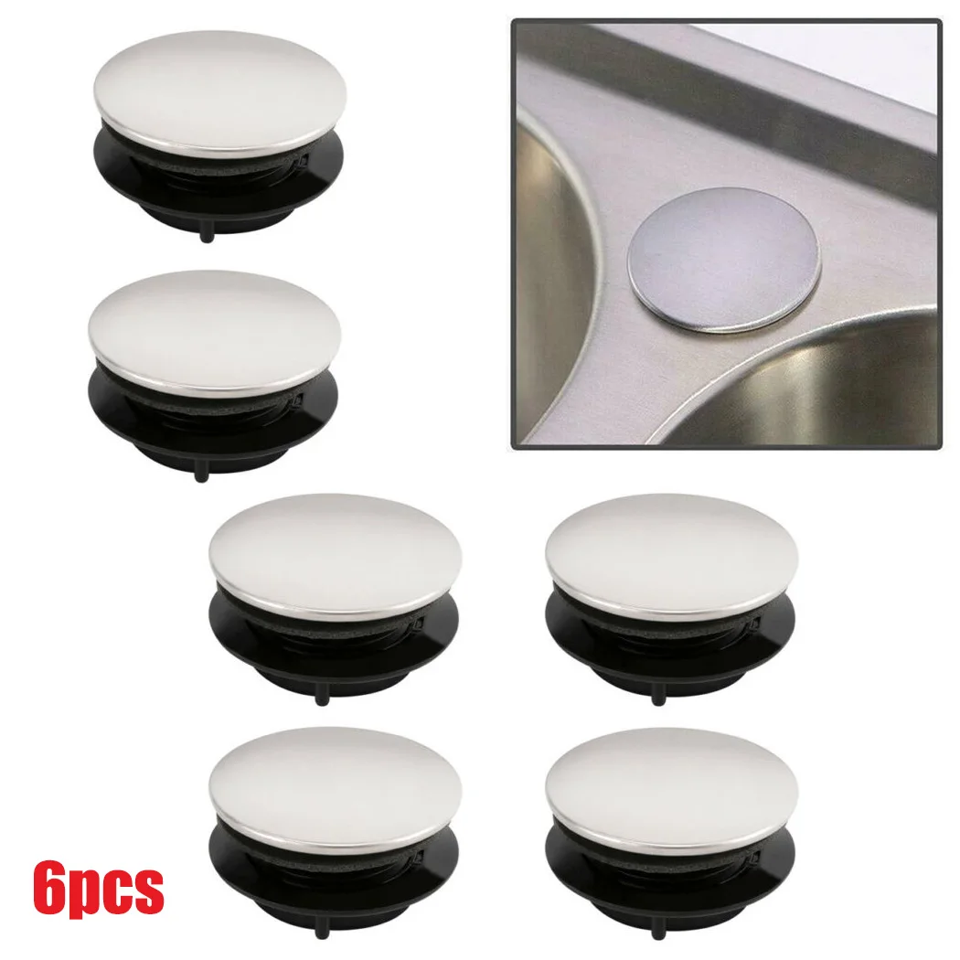 6pcs Sink Tap Hole Cover Stainless Steel Plastic Home Plate Stopper