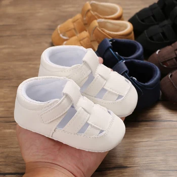 

Summer Newborn Kids Baby Sandals Cute Infant Boys PU Solid Soft Sole Crib Clogs Sneakers Baby Hollow Out Sandals Shoes 8