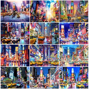 

HUACAN DIY Diamond Painting Full Square City Night New Arrival Embroidery Street Scenery Diamond Mosaic Home Decor