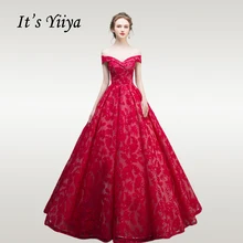 Элегантное Вечернее Платье с вырезом лодочкой, бургундское Платье De Soiree, большие размеры, с открытыми плечами, со шнуровкой, со шлейфом, женские вечерние платья E665