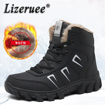 

Men Boots Casual Plush Keep Warm Youth Cotton Shoes Snow bootsWinter Shoes For Men Lace-Up Style Winter Fashion Sneakers
