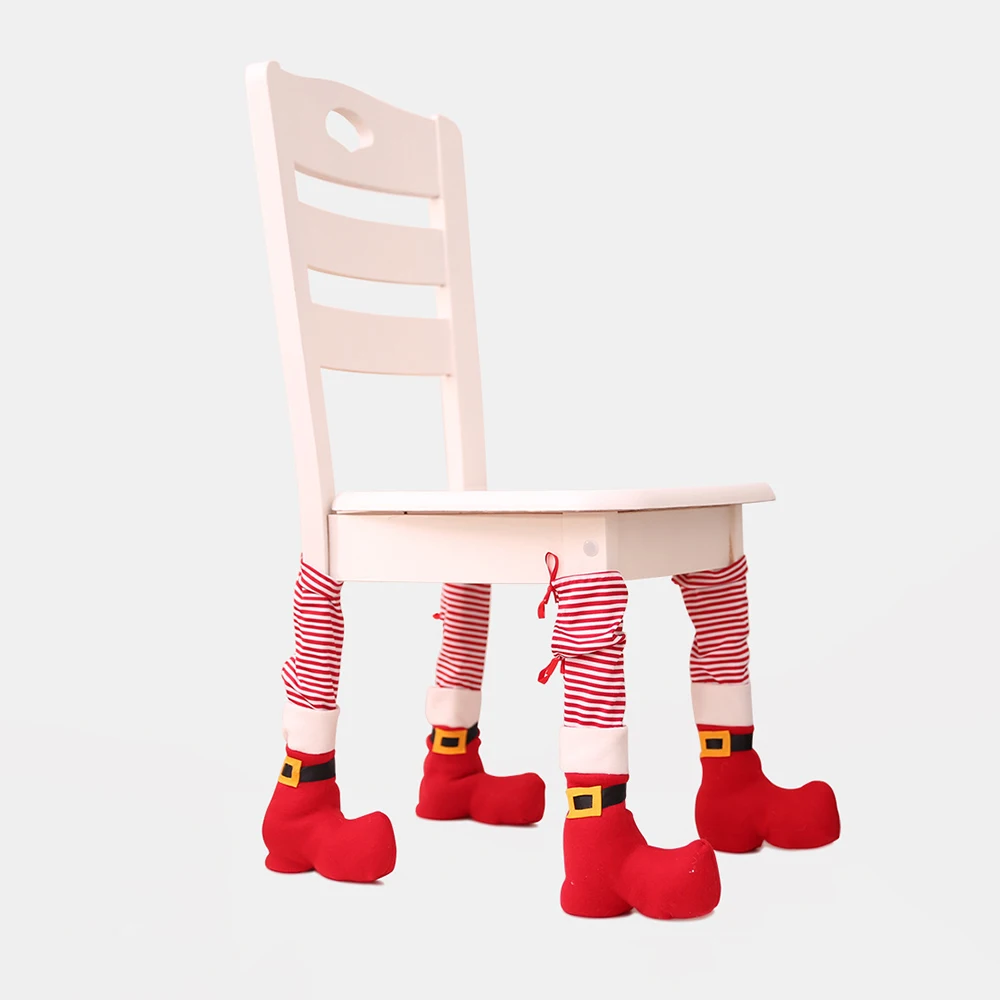 4pcs Christmas Table Chair Leg Cover Santa Claus Foot Shoes Xmas Party Decor New