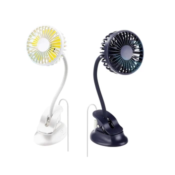 

2x Clip Stroller Fan,3 Speeds Settings,Flexible Bendable USB Rechargeable Battery Operated White & Navy Blue