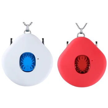 

2set USB Wearable Air Purifier Personal Mini Air Necklace Negative Ion Air Freshener No Radiation Low Noise Red & White