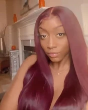 Pelo recto 13X6 peluca con malla frontal pelucas de cabello humano 99J Borgoña Pre-arrancado 180% Remy pelo profundo parte pelucas para mujeres brasileño