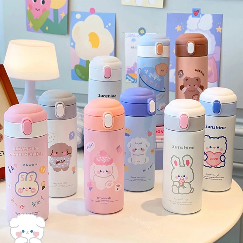 Kawaii – Bouteille Isotherme En Acier Inoxydable Avec Paille, 380 Ml, Pour  Enfants, Filles, Femmes, École - Bouteilles D'eau - AliExpress