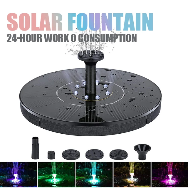 Led Napenergia -Szökőkút Medence Akkumulátor 1200Mah Vízesés Szökőkút Kerti Dekoráció Kültéri Madárfürdő Úszó Víz Udvar