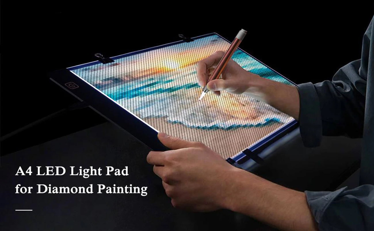 New 5D Diamond Painting Accessories A4 Led Light Tablet With Stand For  Embroidery Mosaic Diy Tools Roller Plastic Bag