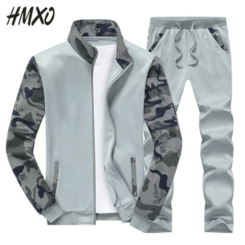 

HMXO Sets Tracksuit Men Spring Autumn Sweatshirt Outfit Men Sportswear 2020 Male Suit Pullover Two Piece Set Casual Size M-4XL