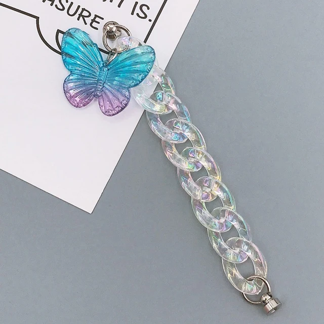 Acrylic Butterfly Anti-lost Mobile Phone Strap Cord Bracelet Phone Lanyard Chain for Women Cell Phone Case Hanging Cord 4