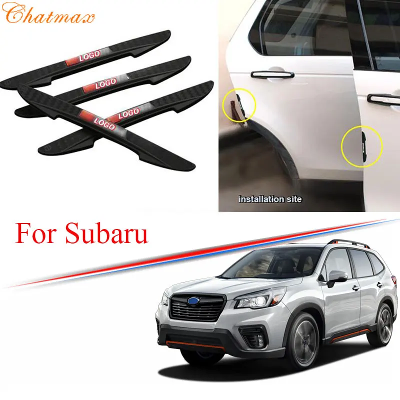 

For Subaru Forester Outback BRZ WRX 4Pcs PVC Car Anti-Collision Strip Car Door Bumper Trim Protector Cover With car Logo