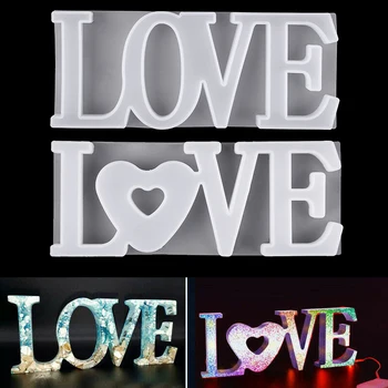

DIY LOVE Sign Crystal Resin Casting Mold Silicone LOVE Jewelry Gypsum Ornament Modeling Mold for Table Decoration Handicraft
