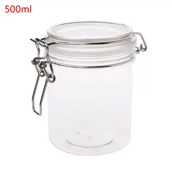

500ML Plastic Round Clip Top Storage Jar With Airtight Seal Lid Kitchen Food Container Tableware Preserving Cosmetic Cream