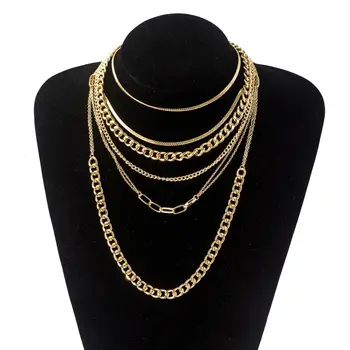 

2020 New Arrived Multi - layered cool trend necklace clavicle chain