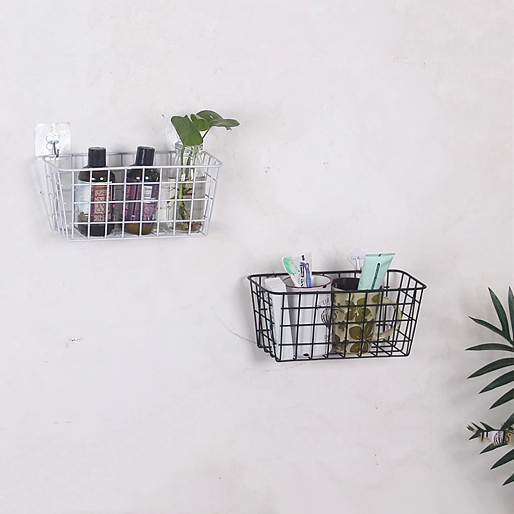 Nordic Style Grid Tall Storage Basket Metal Wire Hanging Basket for Bathroom Storage/ Over The Cabinet with 2 Hooks Nordic Style Grid Tall Storage Basket Metal Wire Hanging Basket for Bathroom Storage/ Over The Cabinet with 2 Hooks