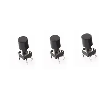 

10 Pcs 6x6x12mm Momentary 4pin Push Button Micro Tactile Tact Switch + Black Cap diy electronics