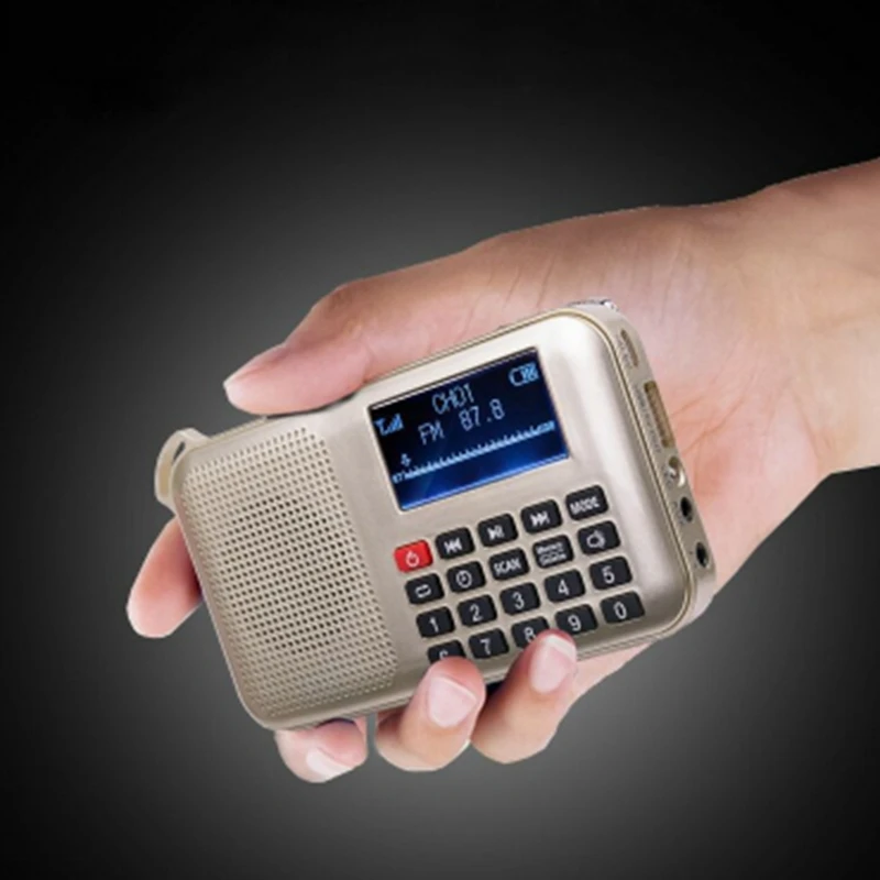 Мини солнечная мощность динамик Mp3 аудио музыкальный плеер со светодиодной аварийный светильник золото