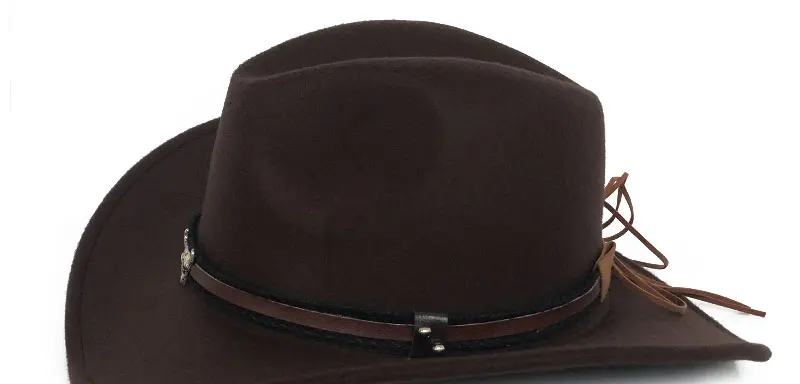 YY Metal Bull Belt Fedora Кепка для мужчин с широкими полями ковбойские шапки; сезон осень-зима теплая Трилби панама джаз шляпа FD19032