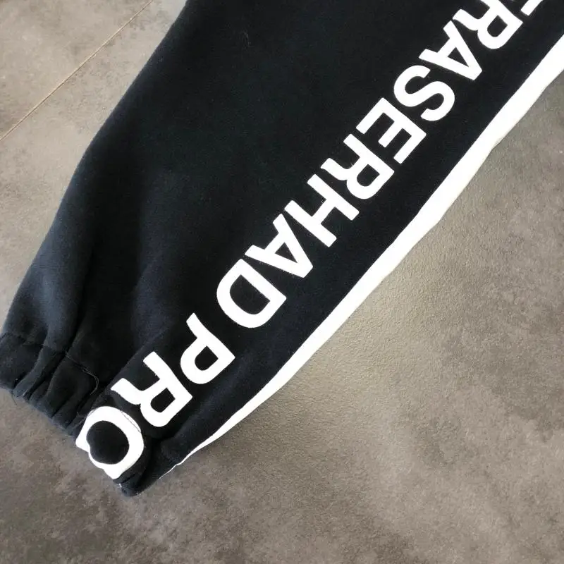 Осенние новые боковые буквы напечатанный букет ноги эластичная талия повседневные брюки