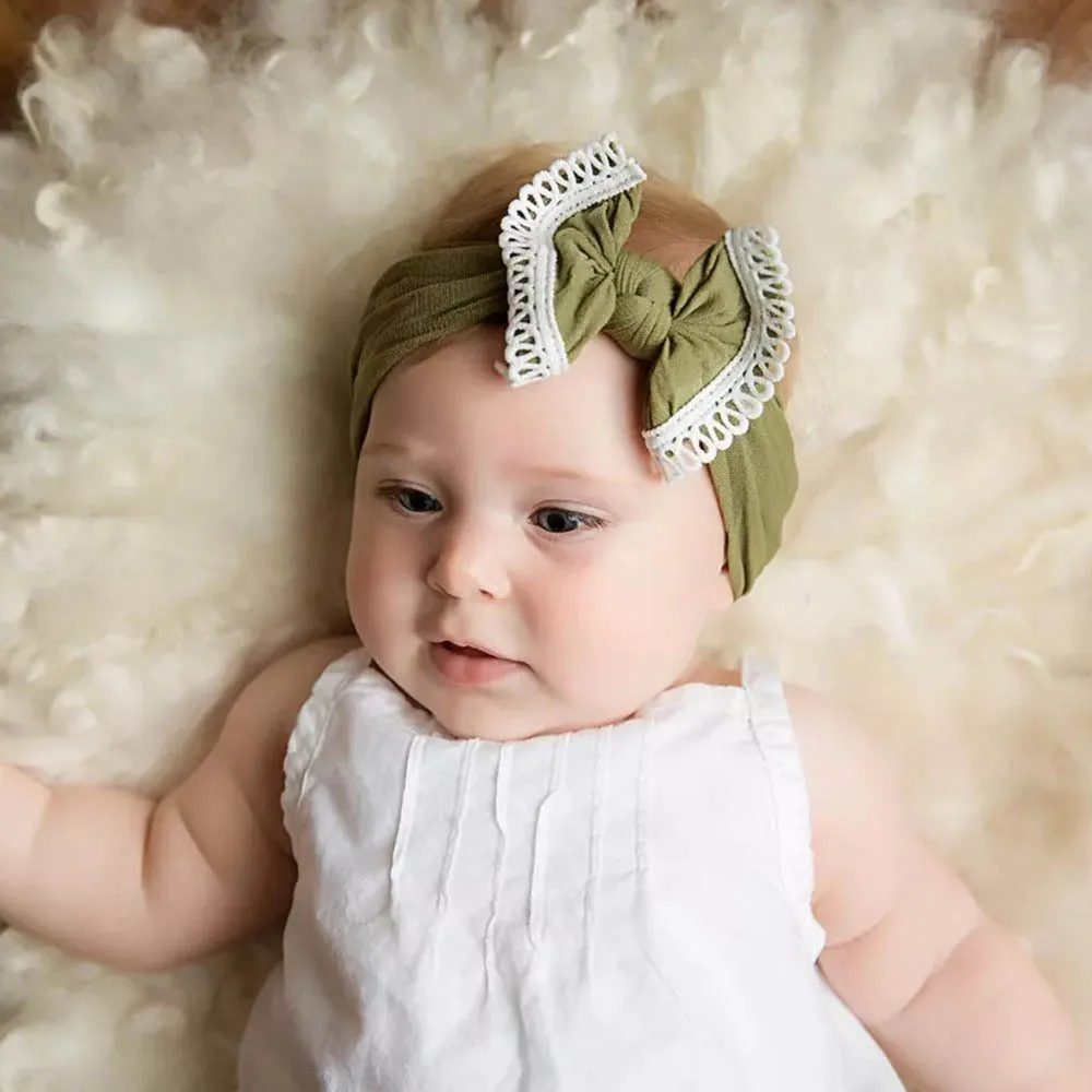 2020 Brand New Newborn Toddler Baby Girls Baby Bow Lace Elastic Hair Headband Hair Accessories Baby Gifts